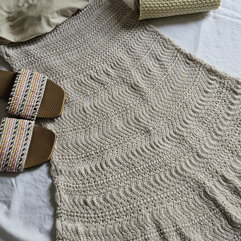 Chico's Cream Knit Swim Coverup